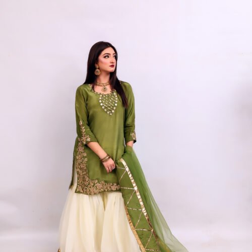 3 PIECE – Embroidered Tussel Silk Suit