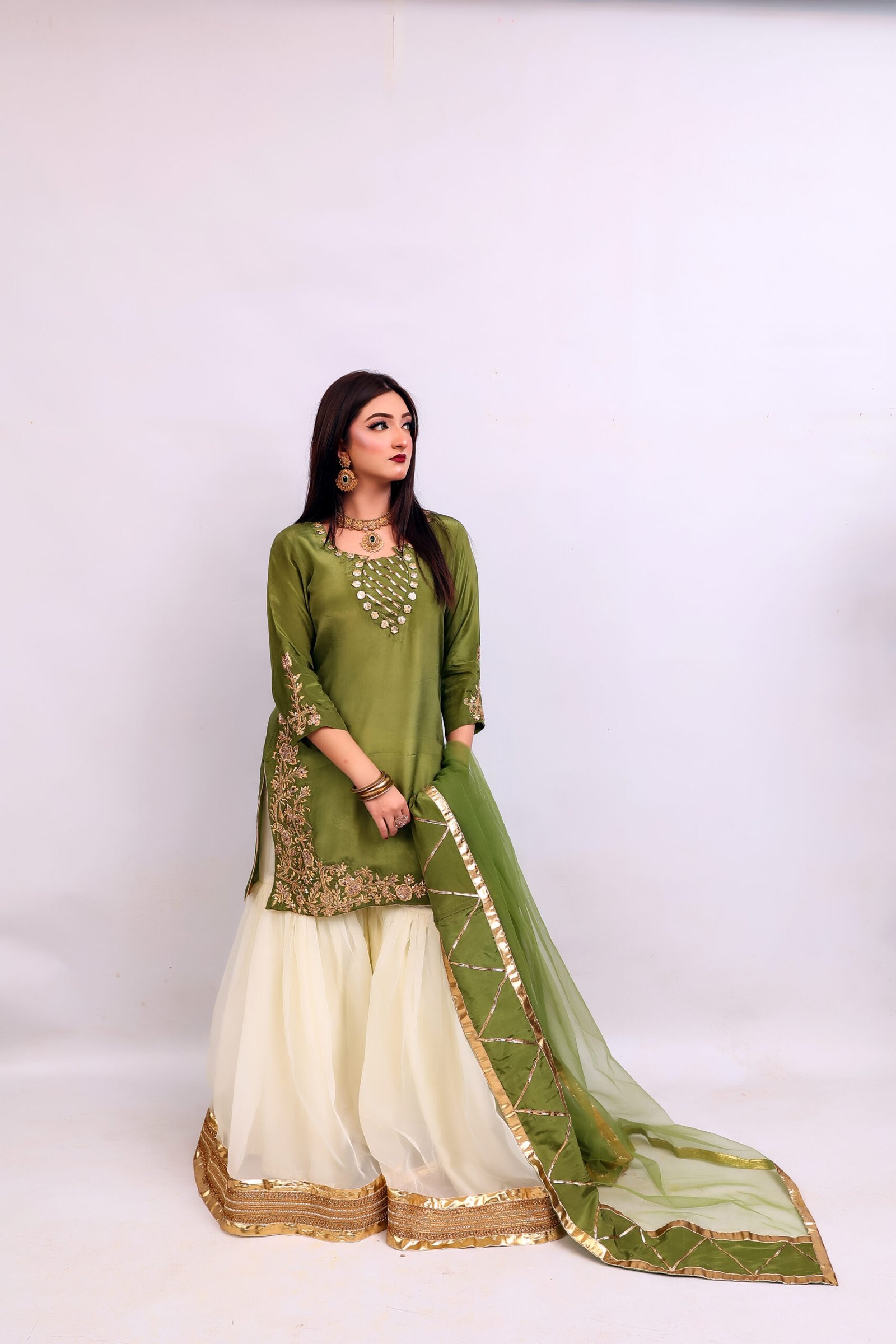 3 PIECE – Embroidered Tussel Silk Suit
