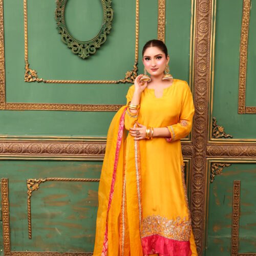 3 PIECE – Embroidered Tussel Silk Suit