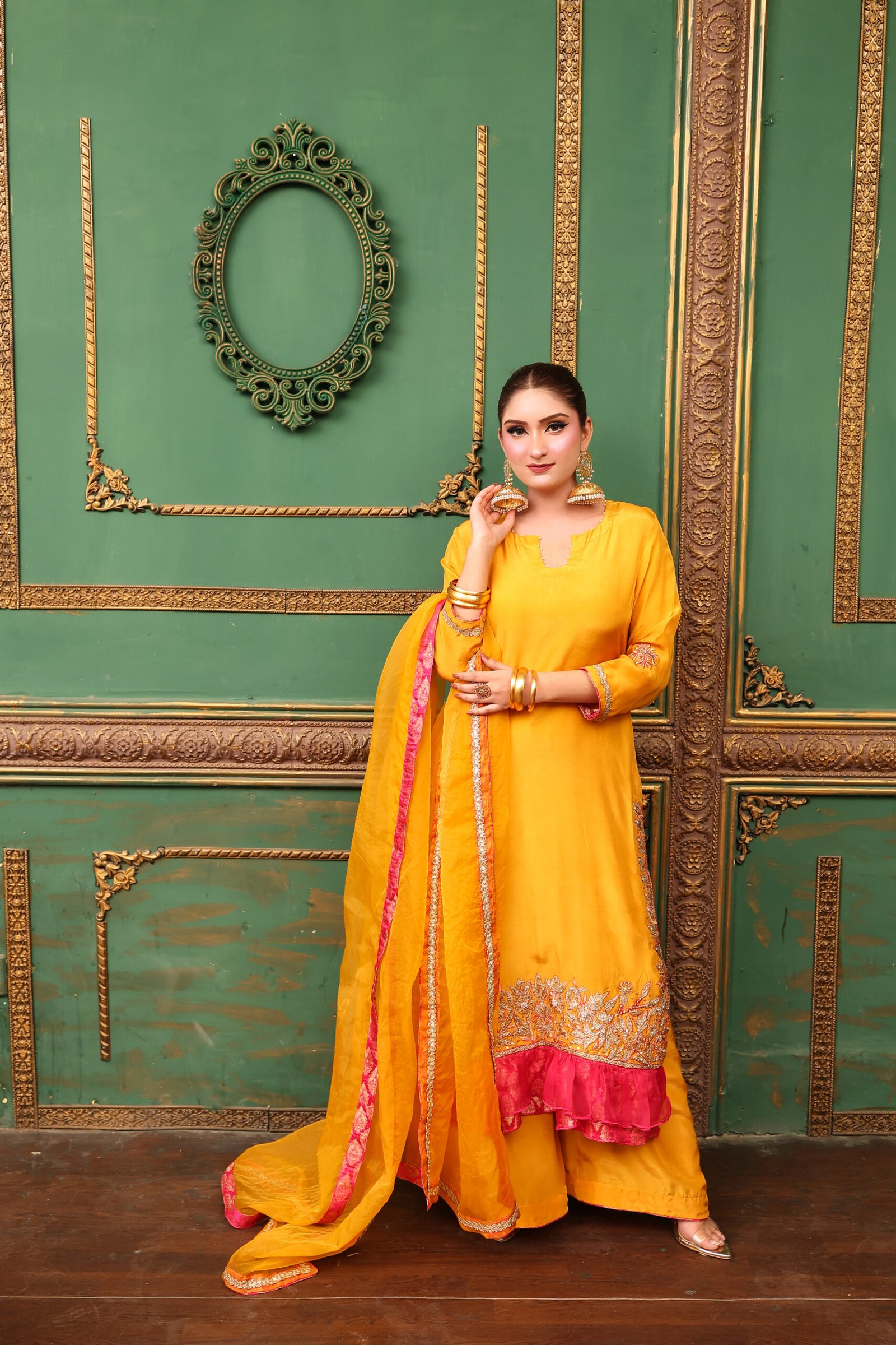 3 PIECE – Embroidered Tussel Silk Suit